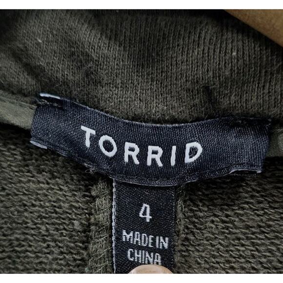 Torrid Jacket Womens 4 4X Green Renaissance Military Army Sweatshirt Zip - Picture 3 of 12